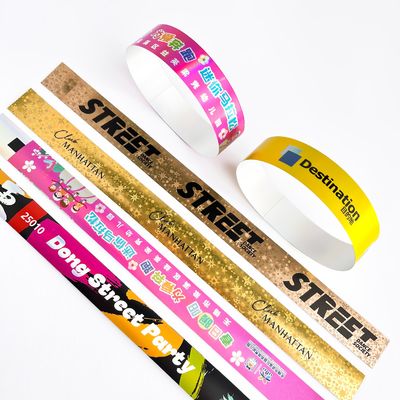 Disposable Golden Star Pattern Logo Text Printed Wristband Unisex Fashionable Holographic Appearance