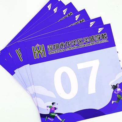 0.5mm Thickness Race Bib Numbers Screen Printing Method and in White Red Blue or Customized Colors